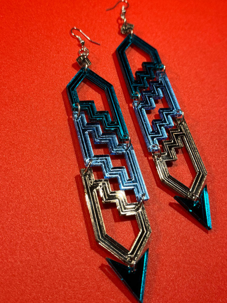 Step Danglers (Teal/Sky/Bronze)