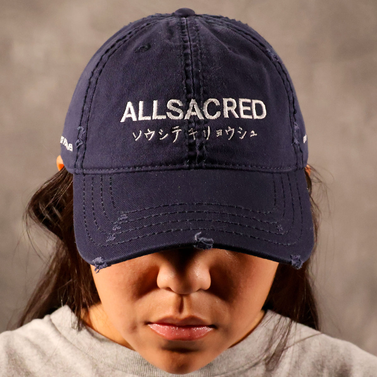 ALLSACRED Distressed Navy Dad Cap