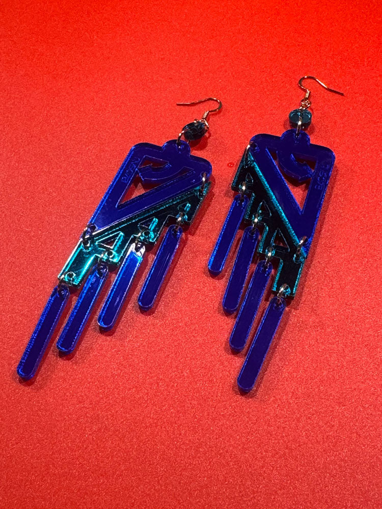 Black Rain Earrings (Teal/DeepBlue)